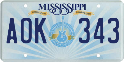 MS license plate AOK343