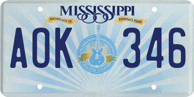 MS license plate AOK346
