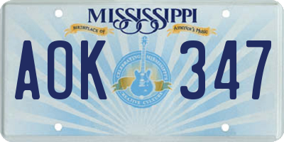MS license plate AOK347