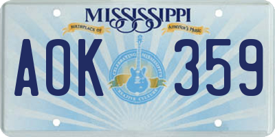 MS license plate AOK359