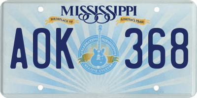 MS license plate AOK368