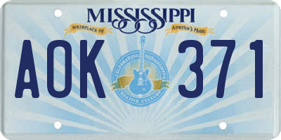 MS license plate AOK371