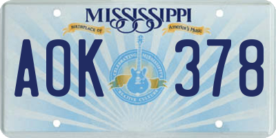 MS license plate AOK378