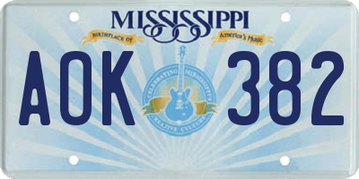 MS license plate AOK382