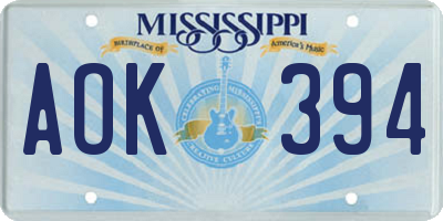 MS license plate AOK394
