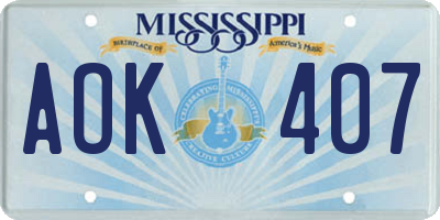 MS license plate AOK407