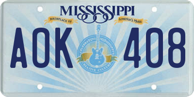MS license plate AOK408