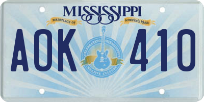 MS license plate AOK410