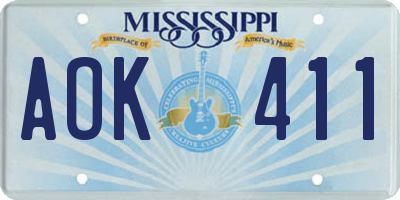 MS license plate AOK411
