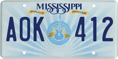 MS license plate AOK412
