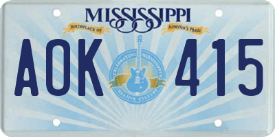 MS license plate AOK415