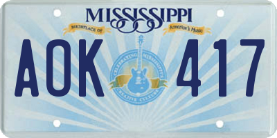 MS license plate AOK417