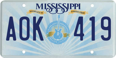 MS license plate AOK419