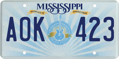 MS license plate AOK423