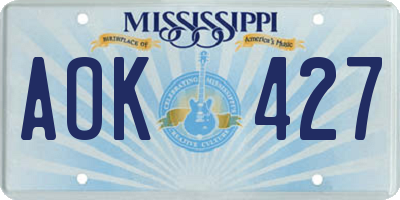 MS license plate AOK427