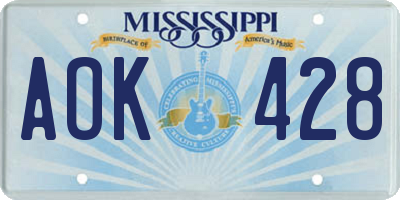 MS license plate AOK428