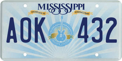MS license plate AOK432