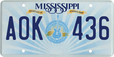 MS license plate AOK436