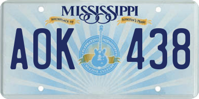 MS license plate AOK438
