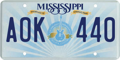 MS license plate AOK440