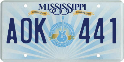 MS license plate AOK441
