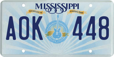 MS license plate AOK448