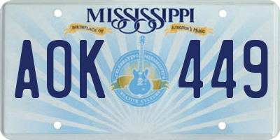 MS license plate AOK449