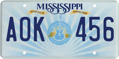 MS license plate AOK456