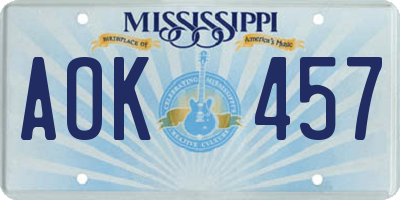 MS license plate AOK457