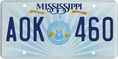 MS license plate AOK460