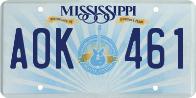 MS license plate AOK461