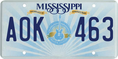 MS license plate AOK463