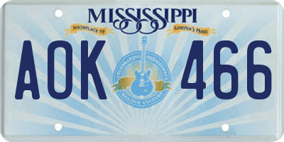 MS license plate AOK466