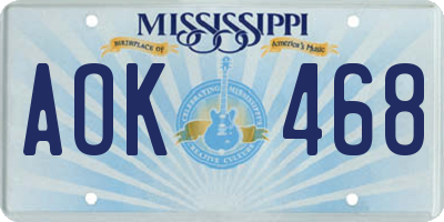 MS license plate AOK468