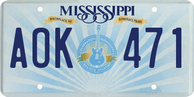 MS license plate AOK471