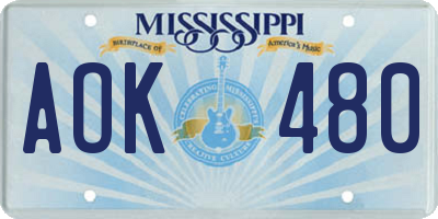 MS license plate AOK480