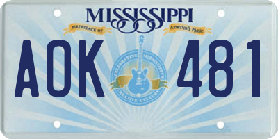 MS license plate AOK481