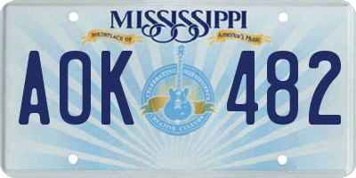 MS license plate AOK482