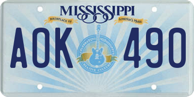 MS license plate AOK490