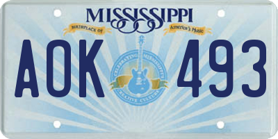 MS license plate AOK493