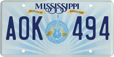 MS license plate AOK494