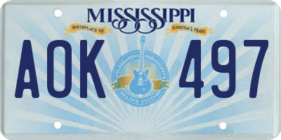 MS license plate AOK497