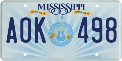 MS license plate AOK498