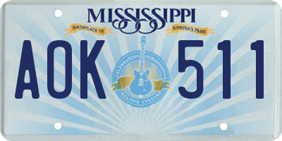 MS license plate AOK511