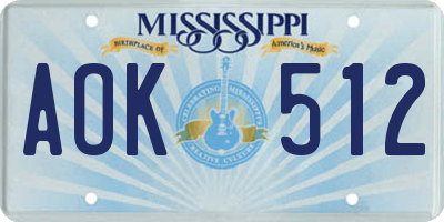 MS license plate AOK512