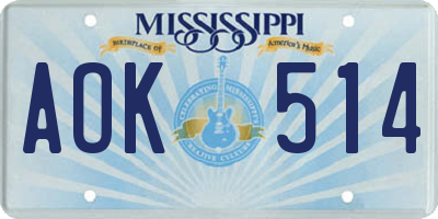 MS license plate AOK514