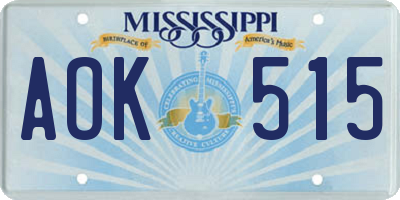 MS license plate AOK515