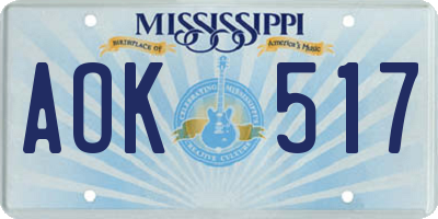 MS license plate AOK517