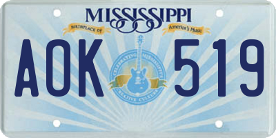 MS license plate AOK519