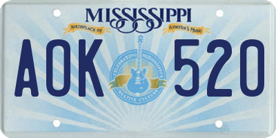 MS license plate AOK520